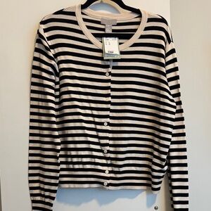 H&M Black and White Striped Cardigan